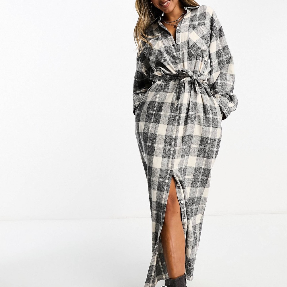 Maxi Shirt Dress Plaid